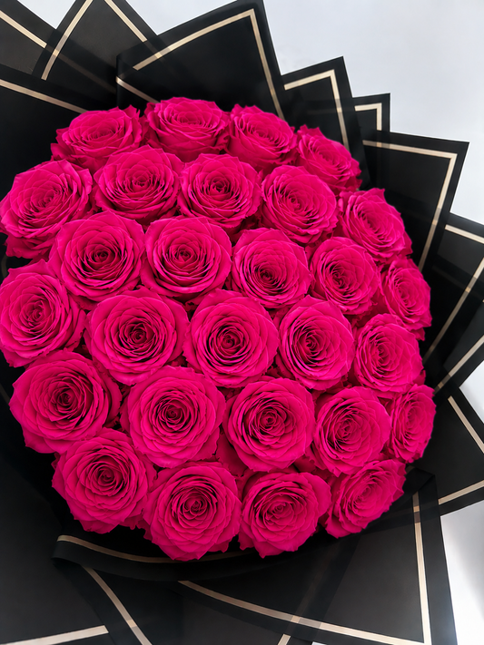 24 Hot Pink Roses Bouquet